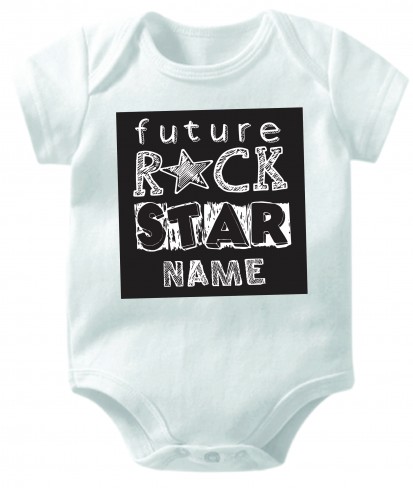 Personalised Future Rockstar White Cotton Baby Romper